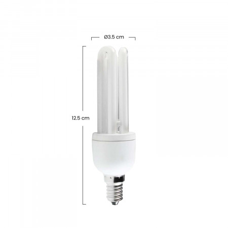 Lâmpada CFL de poupança de energia Mini 3U E14 15W 900lm 2700K 7hSevenOn Iluminação de poupança de energia 3