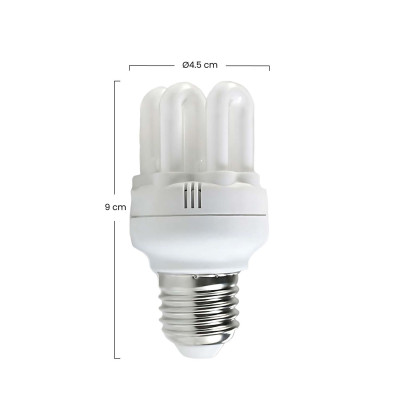 Pack 2 Lâmpadas CFL economizadoras de energia Mini 6U E27 11W 605lm 2700K Merylux Iluminação economizadora de energia 3
