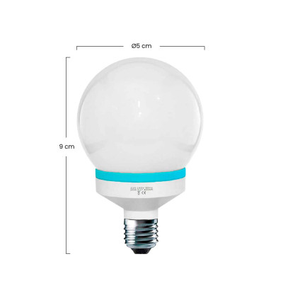 Pack 2 Lâmpadas CFL Mini Globe E27 9W 400lm 4000K Dayron Iluminação de baixo consumo 3