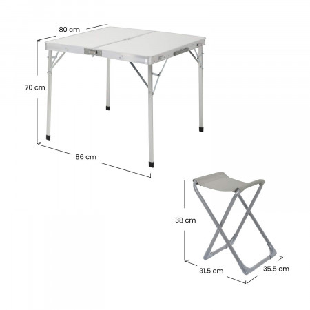 Conjunto de Jardín Plegable Mesa Rectangular y 4 Sillas Camping Blanco/Gris 7house Mobiliario de Camping 4
