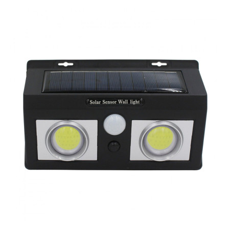 Aplique de Pared Solar LED 2 Luces con Sensor Crepuscular y Movimiento Negro 7500K 20000H 7hSevenOn Apliques de Exterior 1