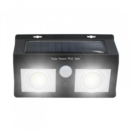 Candeeiro de parede solar LED de 2 luzes com sensor de movimento e crepuscular Preto 7500K 20000H 7hSevenOn Candeeiros de parede