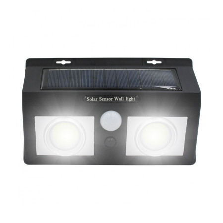 Candeeiro de parede solar LED de 2 luzes com sensor crepuscular e de movimento, preto, 7500K, 20 000 horas 7hSevenOn