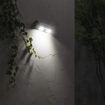 Aplique de Pared Solar LED 2 Luces con Sensor Crepuscular y Movimiento Negro 7500K 20000H 7hSevenOn Apliques de Exterior 5