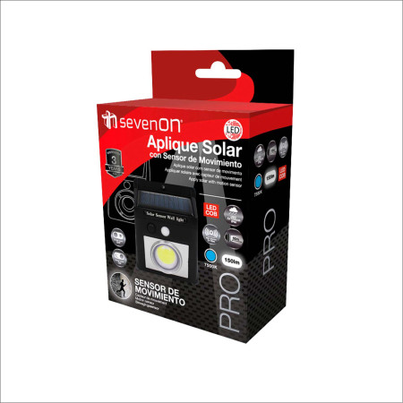 Applique a LED a energia solare con sensore crepuscolare e di movimento, nera, 7500K, 20.000 ore 7hSevenOn