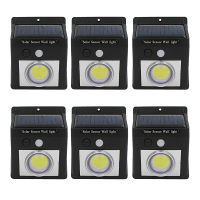 6 Pacotes de apliques solares LED com sensor de movimento e crepuscular Preto 7500K 20000H 7hSevenOn Apliques de parede para ext