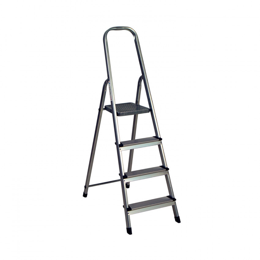 Escalera de Aluminio con 4 Peldaños Gris 140x44x81cm O91 Escaleras 1