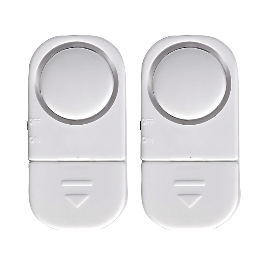 Confezione da 2 allarmi per porte e finestre con 6 batterie LR44 incluse, bianco, Nine&One