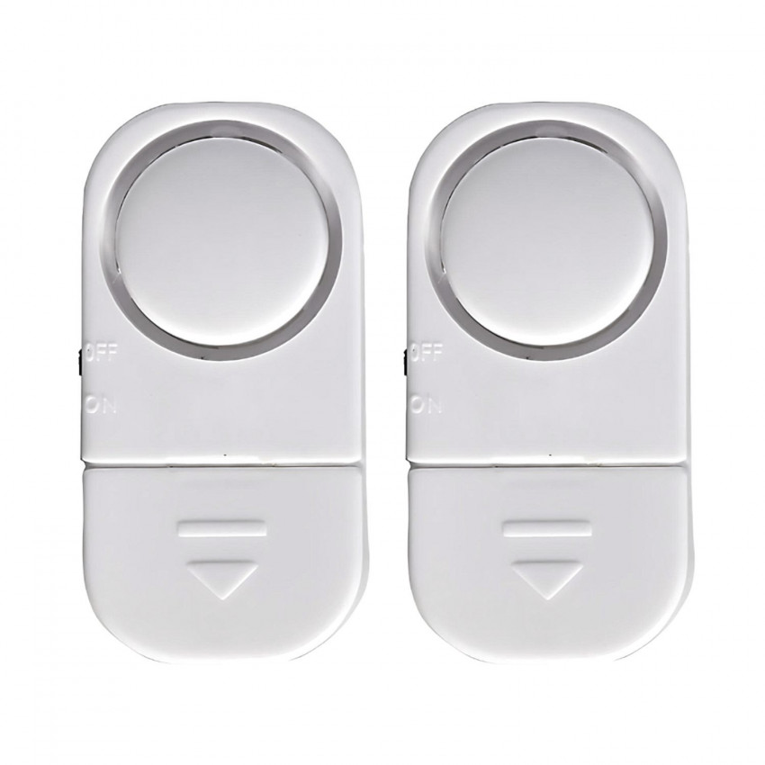 Pack 2 Alarmas para Puertas y Ventanas con 6 Pilas LR44 Incluidas Blanco Nine&One Cámaras y Sensores 1