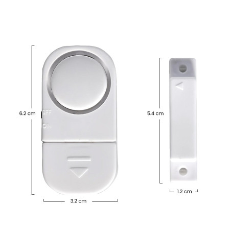 Confezione da 2 allarmi per porte e finestre con 6 batterie LR44 incluse, bianco, Nine&One