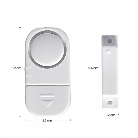 Pack 2 Alarmas para Puertas y Ventanas con 6 Pilas LR44 Incluidas Blanco Nine&One Cámaras y Sensores 3
