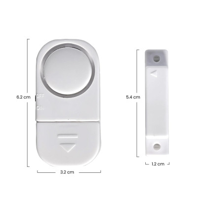 Confezione da 2 allarmi per porte e finestre con 6 batterie LR44 incluse, bianco, Nine&One