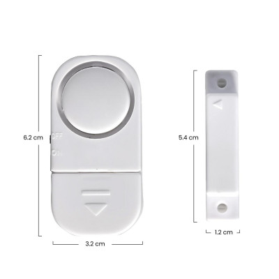 Pack 2 Alarmas para Puertas y Ventanas con 6 Pilas LR44 Incluidas Blanco Nine&One Cámaras y Sensores 3