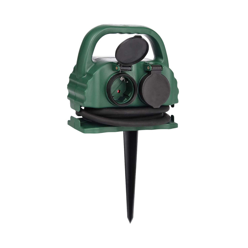 Regleta de Exterior 4 Enchufes Schuko con Tapa 2m Verde 7hSevenOn Bases Múltiples 1