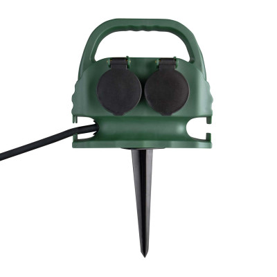 Presa multipla da esterno con 4 prese Schuko e coperchio, 2 m, verde 7hSevenOn