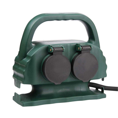 Cabo de alimentação exterior 4 tomadas Schuko com tampa 2m verde 7hSevenOn Bases múltiplas 3