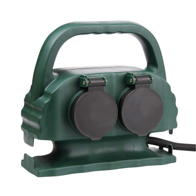 Cabo de alimentação exterior 4 tomadas Schuko com tampa 2m verde 7hSevenOn Bases múltiplas 3