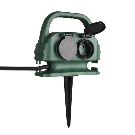 Presa multipla da esterno con 4 prese Schuko e coperchio, 2 m, verde 7hSevenOn