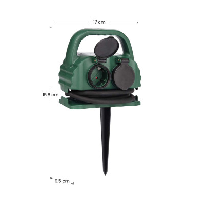 Cabo de alimentação exterior 4 tomadas Schuko com tampa 2m verde 7hSevenOn Bases múltiplas 5