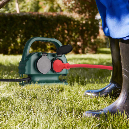 Cabo de alimentação exterior 4 tomadas Schuko com tampa 2m verde 7hSevenOn Bases múltiplas 6