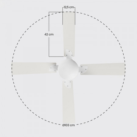 Ventilador de Techo con Luz 4 Aspas 47W 3 Velocidades Brasil Blanco O91 Ventiladores de Techo 6