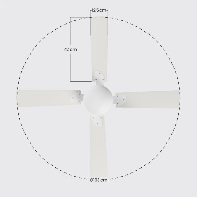 Ventilador de Techo con Luz 4 Aspas 47W 3 Velocidades Brasil Blanco O91 Ventiladores de Techo 6