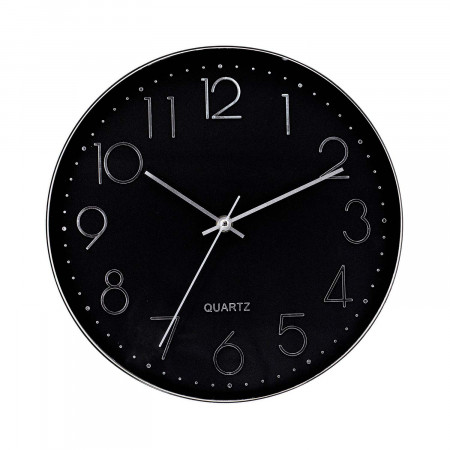 Reloj de Pared Moderno en Relieve con Esfera Negra Ø30 cm O91 Relojes de Pared 1