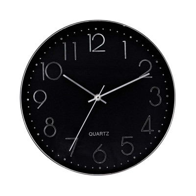 Reloj de Pared Moderno en Relieve con Esfera Negra Ø30 cm O91 Relojes de Pared 1