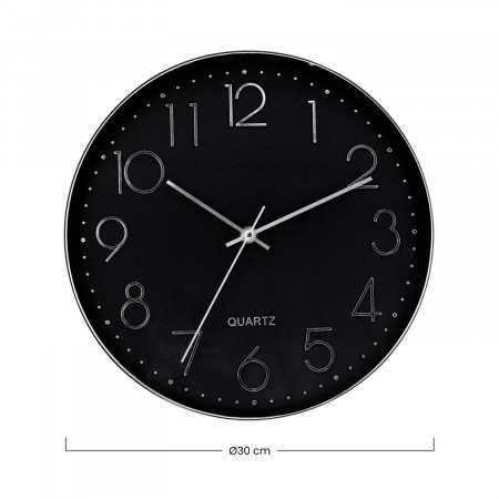Reloj de Pared Moderno en Relieve con Esfera Negra Ø30 cm O91 Relojes de Pared 6