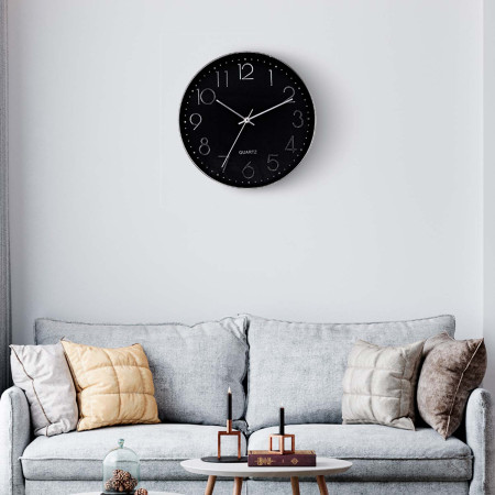 Reloj de Pared Moderno en Relieve con Esfera Negra Ø30 cm O91 Relojes de Pared 7