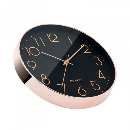 Reloj de Pared Moderno en Relieve con Esfera Negra Ø30 cm O91 Relojes de Pared 9
