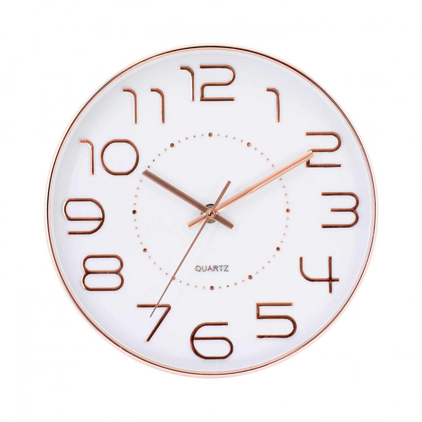 Relógio de parede Original em ouro rosa com mostrador branco Ø25 cm O91 Relógios de parede 1