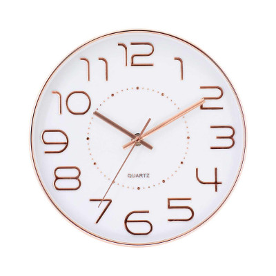 Reloj de Pared Original en Oro Rosa con Esfera Blanca Ø25 cm O91 Relojes de Pared 1
