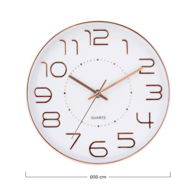 Relógio de parede Original em ouro rosa com mostrador branco Ø25 cm O91 Relógios de parede 6
