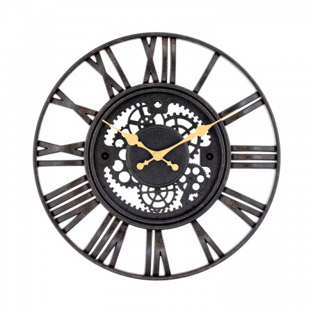 Relógio de parede vintage com perfuração preta/dourada Ø38 cm O91 Relógios de parede 1