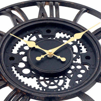 Relógio de parede vintage com perfuração preta/dourada Ø38 cm O91 Relógios de parede 3