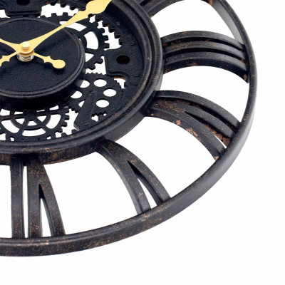 Relógio de parede vintage com perfuração preta/dourada Ø38 cm O91 Relógios de parede 4
