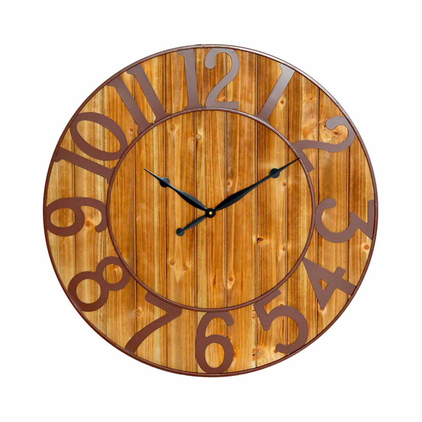 Reloj de Pared Vintage Negro/Madera Oscura Ø80cm O91 Relojes de Pared 1