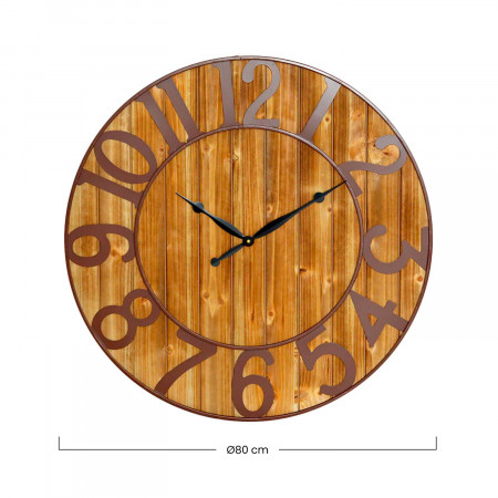 Reloj de Pared Vintage Negro/Madera Oscura Ø80cm O91 Relojes de Pared 4