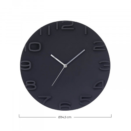 Reloj de Pared Moderno 3D Negro Ø34.5cm O91 Relojes de Pared 3
