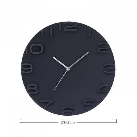 Relógio de parede moderno 3D preto Ø34.5cm O91 Relógios de parede 3