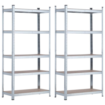 Pack 2 Estantes modulares galvanizadas com 5 prateleiras ajustáveis 180x90x40cm 875Kg Thinia Home Estantes 1