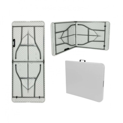 Mesa dobrável de 240 cm e 8 cadeiras com pega Restauração branca O91 Conjuntos de jardim 4