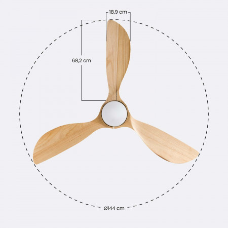 Ventilador de Techo con Luz 3 Aspas 56W 6 Velocidades Dakota Dayron Ventiladores de Techo 13