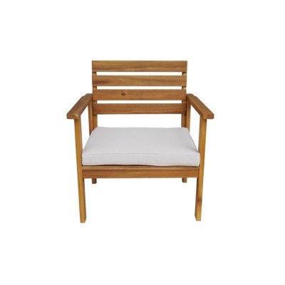 Conjunto de jardim Mesa retangular e 3 cadeiras com almofadas Marlon em madeira de acácia 7house Conjunto de sofá e mesa de cent