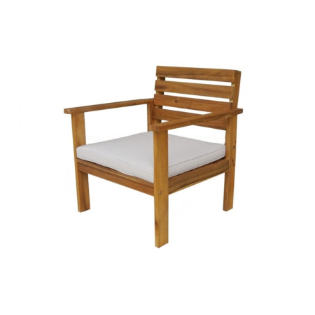 Conjunto de jardim Mesa retangular e 3 cadeiras com almofadas Marlon em madeira de acácia 7house Conjunto de sofá e mesa de cent