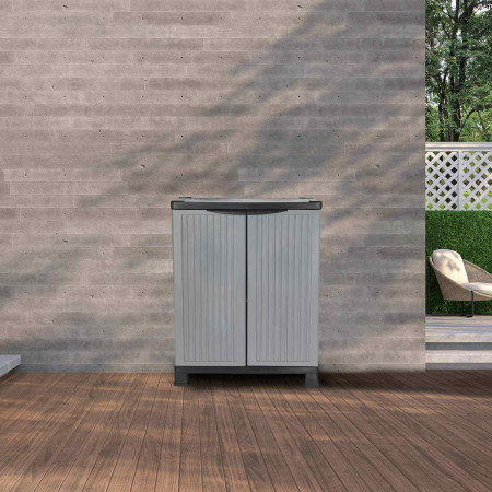 Armario de Resina Exterior Bajo con 1 Balda 92x68x39cm 7house Armarios para Exterior 7