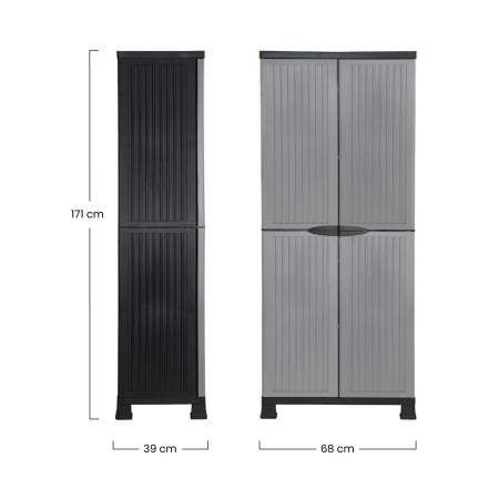 Armário de exterior em resina com armário para vassouras e 4 prateleiras 171x68x39cm 7house Armários de exterior 6