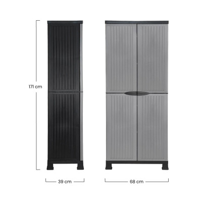 Armário de exterior em resina com armário para vassouras e 4 prateleiras 171x68x39cm 7house Armários de exterior 6