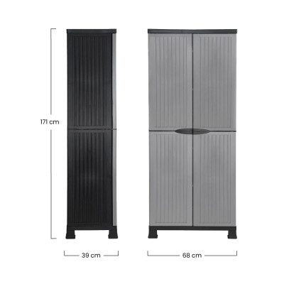 Armario de Resina Exterior con Escobero y 4 Baldas 171x68x39cm 7house Armarios para Exterior 6